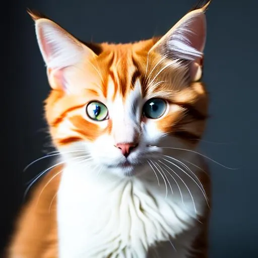 Prompt: Erikku male cat (short ginger hair, freckles, right eye blue left eye purple) 8K, UHD, best quality, 