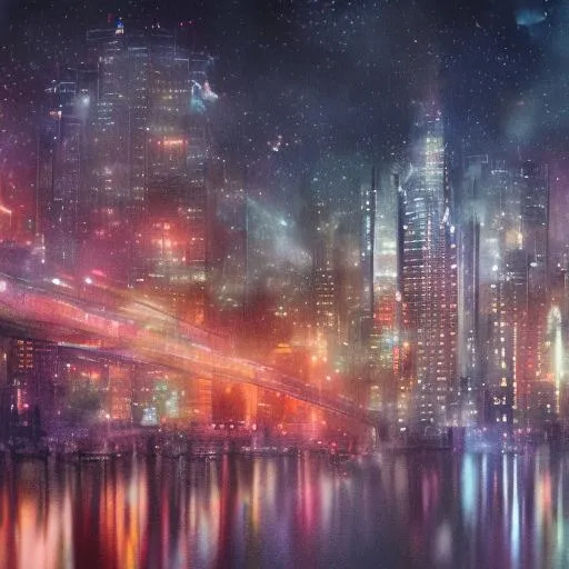 An view of city, long exposure, watercolor, psyched... | OpenArt