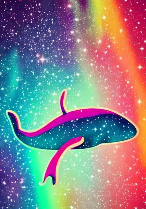 Prompt: Neon space whale colorful starry futuristic