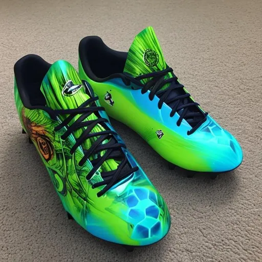 Prompt: science themed soccer cleats
