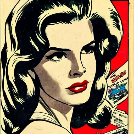 Prompt: lana del rey in a 1950s comic book art style