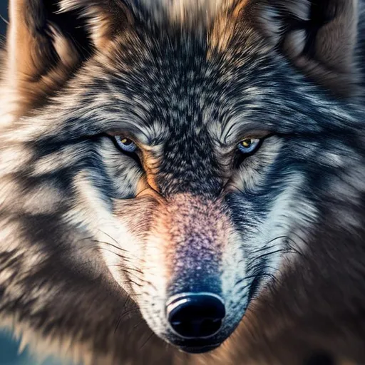 Prompt: highly detailed wolf into nature, highly detailed eyes, highly detailed fur, high resolution scan, 64k, UHD, HDR, hyper realistic, Canon EOS R5, Canon EF 200mm f/5.0 ii, wildlife context, cinematic lighting, crystal clear photograph, absolutely real, close shot.