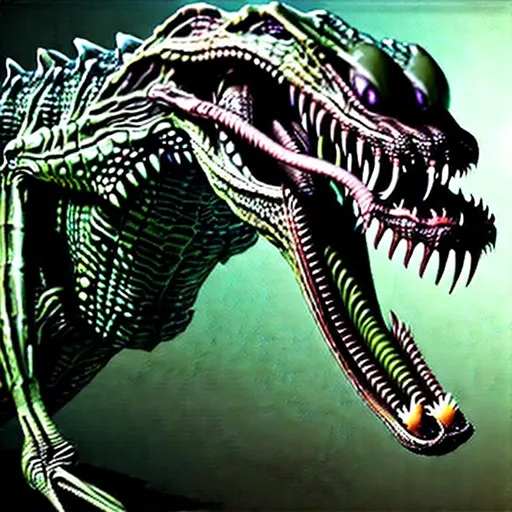 Prompt: Alien Xenomorph form of crocodile 