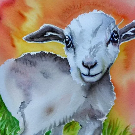 Prompt: Baby Goat in Watercolor