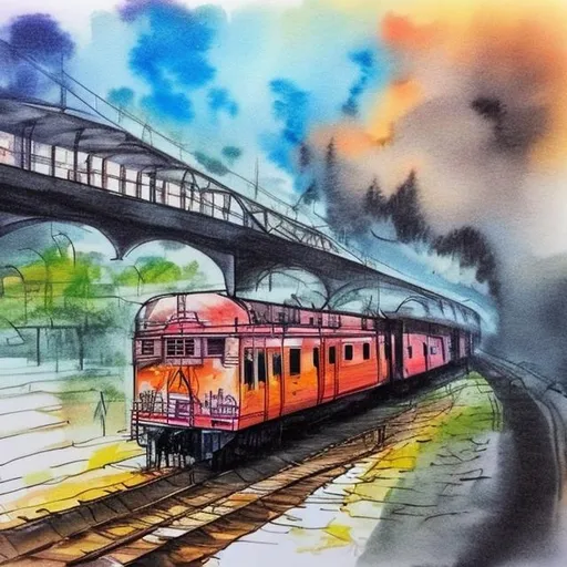 Prompt: Make drawing on Indian railways.
From old generation to modern.water colour 