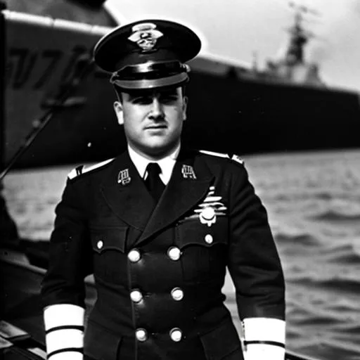 Prompt: A lieutenant in the coast guard during world war 2 in the atlantic ocean