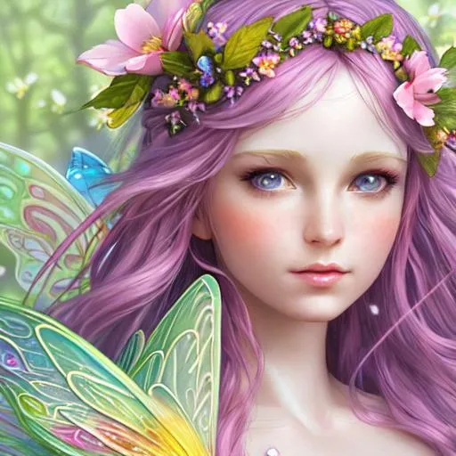 fairy goddess with spring colors, realistic, closeup | OpenArt