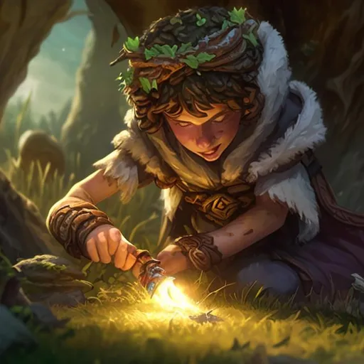 Prompt: young druid finding artifact