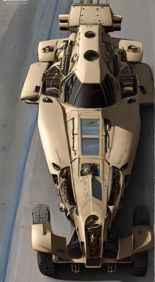 Prompt: C6 corvette, mad max style, post apocalyptic sports car, mounted minigun, ultra realistic, hyper detailed, mayhem