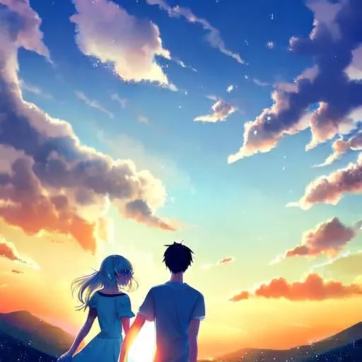 Couple watching sunset together | OpenArt