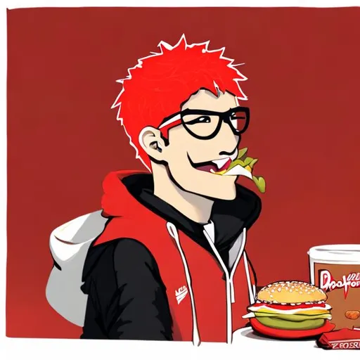 Prompt: Dave Strider eating a big mac