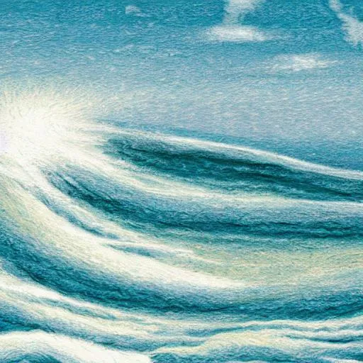 Prompt: illustration of a wave in the sun