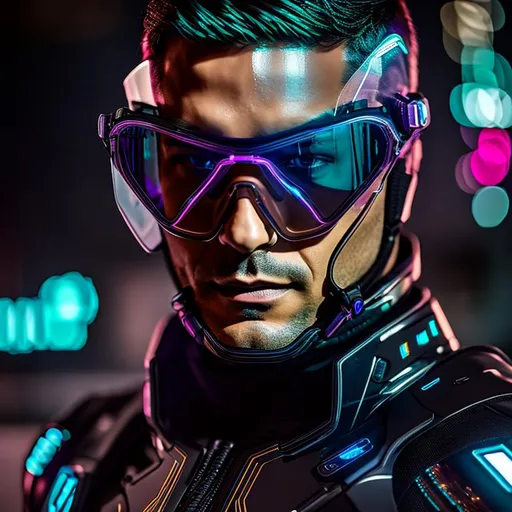 Prompt: an augmented male with a transparent suit with visible skin, with futuristic glasses,
portrait, Long shot, wide angle, 24mm lens, implants, high details, realistic , dark lighting, professionally colour graded, photorealism, 8k