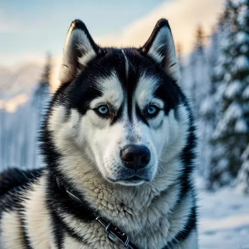 Prompt: portrait of a husky dog, symetric face