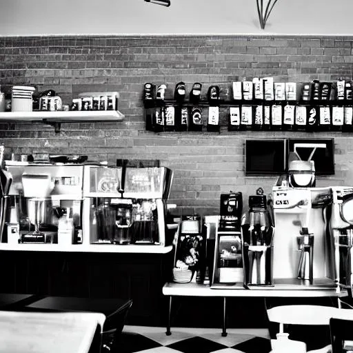 coffee shop black and white OpenArt