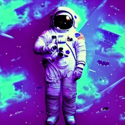 Prompt: astronaut, vaporwave, aesthetic, 16:9 aspect ratio
