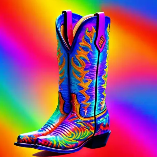 Prompt: cowboy boot in the style of Lisa frank