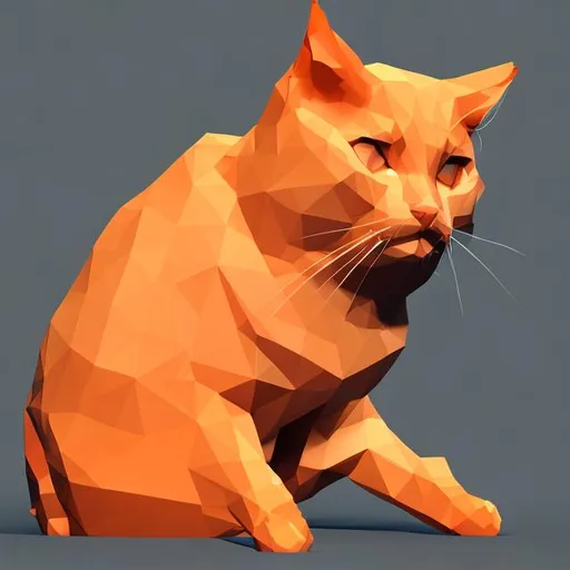 Prompt: Low poly orange cat, soft smooth lighting