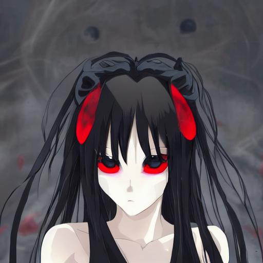 Cursed Girl, Anime, Red _Eyes, With, Black_Hair, Lee... | OpenArt