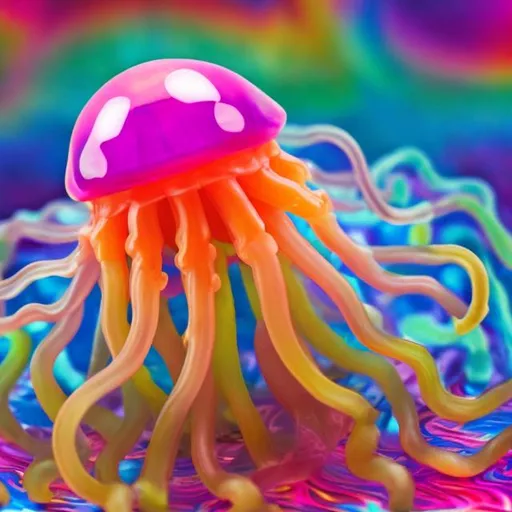 Prompt: Miniature jellyfish in the style of Lisa frank