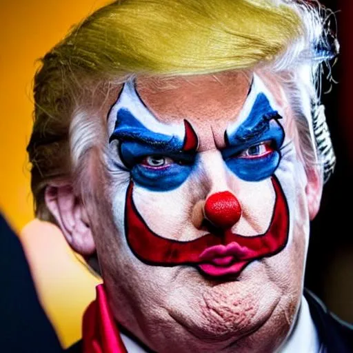 Prompt: Trump in psycho clown makeup