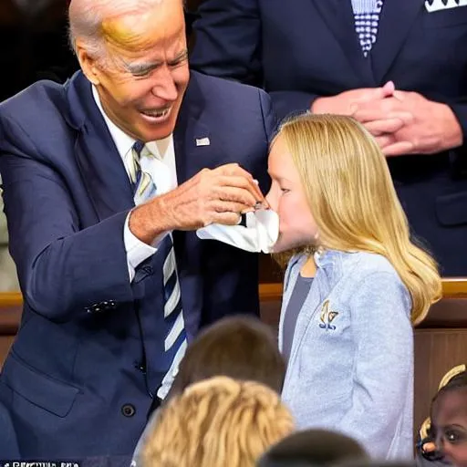 Prompt: joe biden sniffing hunter bidens hair sniffing little girl