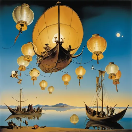 Prompt: Drunkship of Lanterns, by Salvador Dali