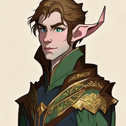 Prompt: handsome fair-haired elf in the style of AlexeyRudikov