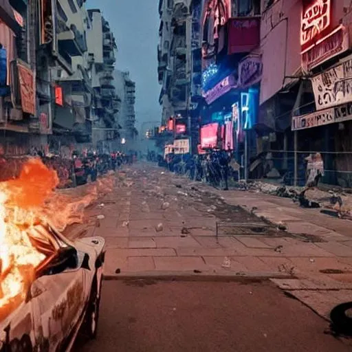 Prompt: cyberpunk revolution riots Greece