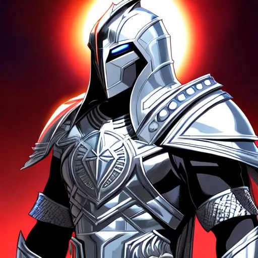 Prompt: Whole body, full figure. A young adult superhero wearing a sumerian dark metal armor and a sumerian helm covering his head. Marvel art, dc, comic book cover, dc comic, comic panels, a comic book panel, cartoon lighting, smooth colors, well draw face. Detailed 
