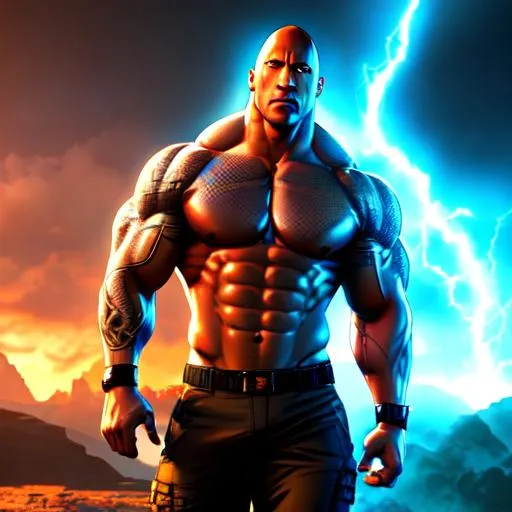 Prompt: Dwayne Johnson as a anime character,((masterpiece)), ((realistic)), ((anime art)), ((dramatic lighting)), ((cool atmosphere)), ((digital painting)), ((vibrant color scheme)), ((computer graphics)), ((8K resolution))