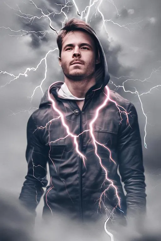 Prompt: Blend the image with a lightning background