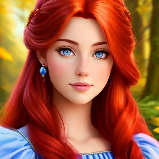 Prompt: a realistic feminine princess, Rapunzel, but with red hair, HD
