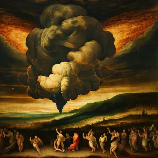 Prompt: nuclear bomb in the style of landscape renaissance painting