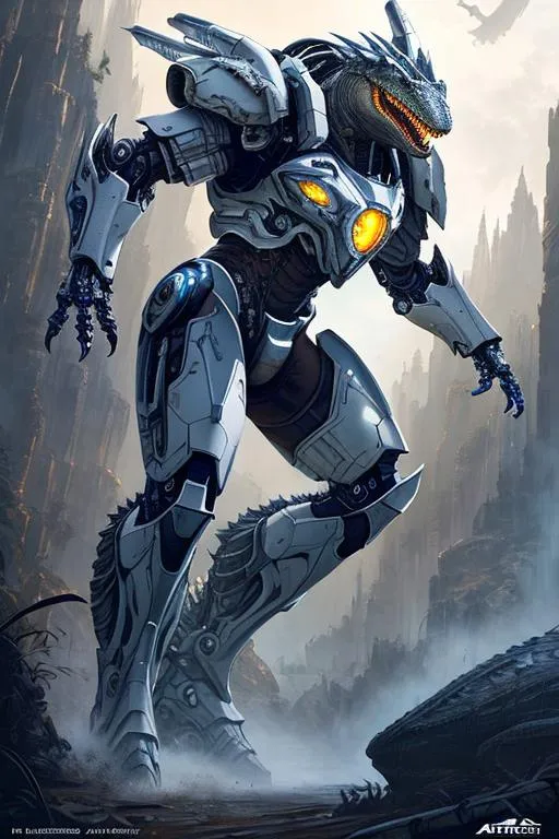 Prompt: Poster art, high-quality high-detail highly-detailed breathtaking hero ((by Aleksi Briclot and Stanley Artgerm Lau)) - ((a crocodile)), UHD, 64k, full form detailed carbon fibre black and ultra white mech suit, 8k mech helmet, detailed glowing chest emblem, detailed mech futuristic full body, highly detailed crocodile, with mech armor, add some green,walking through forest ,carbon fibre helmet, crocodile mech armor, big game Hunter , detailed crocodile skin, detailed camouflage mech suit, full body, black futuristic mech armor, wearing mech armour suit, 8k,  full form, detailed forest wilderness setting, full form, epic, 8k HD, ice, sharp focus, ultra realistic clarity. Hyper realistic, Detailed face, portrait, realistic, close to perfection, more black in the armour, full body, high quality cell shaded illustration, ((full body)), dynamic pose, perfect anatomy, centered, freedom, soul, Black short hair, approach to perfection, cell shading, 8k , cinematic dramatic atmosphere, watercolor painting, global illumination, detailed and intricate environment, artstation, concept art, fluid and sharp focus, volumetric lighting, cinematic lighting, 
