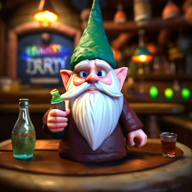 A Gnome inviting you to The Thirsty Gnome bar