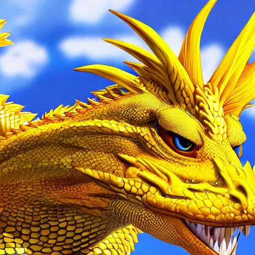 Prompt: Highly Detailed, Yellow Dragon Creature, Lizard Approached, Genius Artistic, Realistic, Masterpiece,  Blending Art, Careful Attention to Color, Anime, Cone Wall, Gene Infusion, Scientific Miracle, Cartoon, Suitable, Official Progress Statements, Impactful Social Revolt, As Close to God as Ever