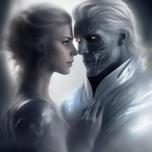 Prompt: In a moment of dark betrayal, Kartod's eyes burn with an unsettling intensity as he faces Aelia, once his beloved partner in shaping their universe. The air crackles with tension as he raises his hand, fingers tingling with malevolent power. Aelia stands before him, her face a mix of disbelief and heartbreak, as she pleads for reason and understanding. But Kartod, consumed by his hunger for dominion, hesitates not. With a heart as heavy as a thousand suns, he releases a burst of searing energy that engulfs Aelia, her figure silhouetted in an ethereal glow before she dissipates into the very fabric of their reality. The universe trembles in sorrow and fury, mourning the loss of its guiding light. And as the echoes of her essence dissipate, Kartod's malevolent laughter fills the void, savoring the taste of newfound power and darkness.extremely detailed dark cinematic UHD artgerm, illustration, epic, fantasy, intricate, hyper detailed, artstation, concept art, smooth, sharp focus, ray tracing, vibrant, photorealistic, simon bisley, fabry glenn, perfect viewpoint, highly detailed, wide-angle lens, hyper realistic, with dramatic sky, polarizing filter, natural lighting, vivid colors, everything in sharp focus, HDR, UHD, 64K