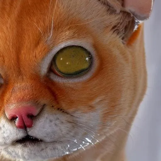 Prompt: An orange tabby with stars eyes that is facing the camera.