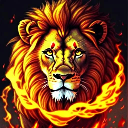 Prompt: lion of fire