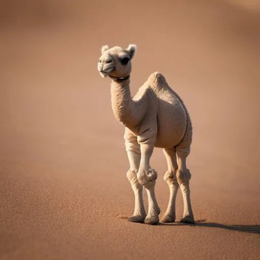 Prompt: A small baby of camel set in desert