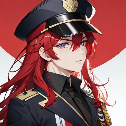 Prompt: Zerif 1male as a police officer (Red side-swept hair covering his right eye)UHD, 8K, Highly detailed, insane detail, best quality, high quality,