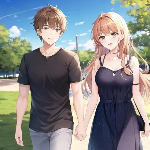 Prompt: Caleb and Haley on a date at the park
