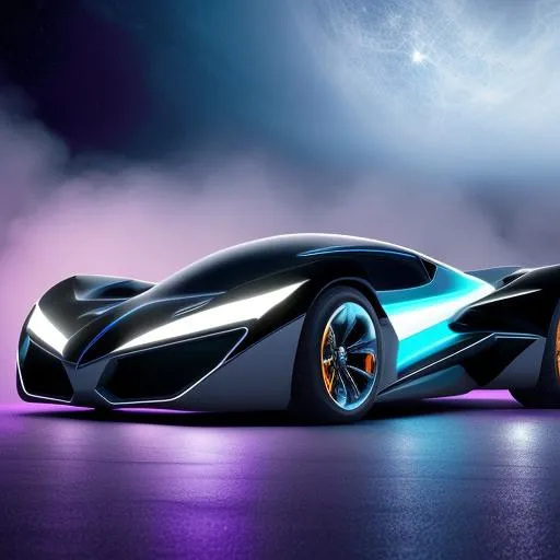 Prompt: Futuristic mega Batman car on fire and ice cosmic speed 