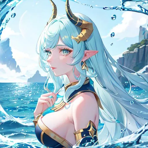 Prompt: Capricorn The Sea-Goat zodiac as a female human, 8k, UHD,  highly detailed, close up