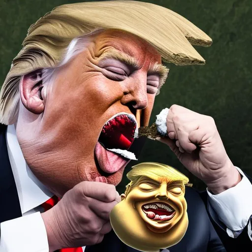Prompt: Shit man eating Donald Trump while snorting cocaine and schreching