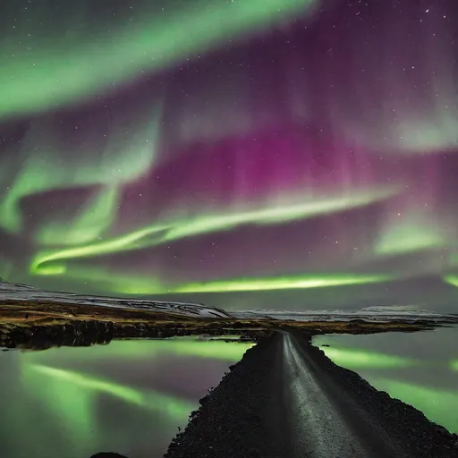 Prompt: northern lights iceland 