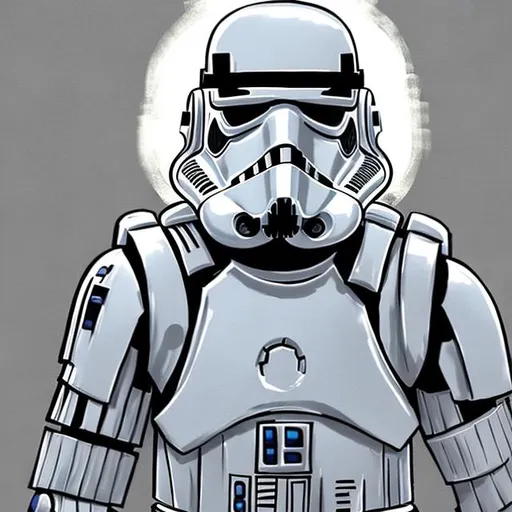 Prompt: Make a Star Wars sketch image with lots of detail in these categories: background, color, lighting/shadow depth and the most tip top quality. So for the image I want a storm trooper in a rebellion prison cell with handcuffs you can do no helmet or have a helmet but if you make he/she have no helmet you gotta put good detail on the face same with the skin tone shine/quality
