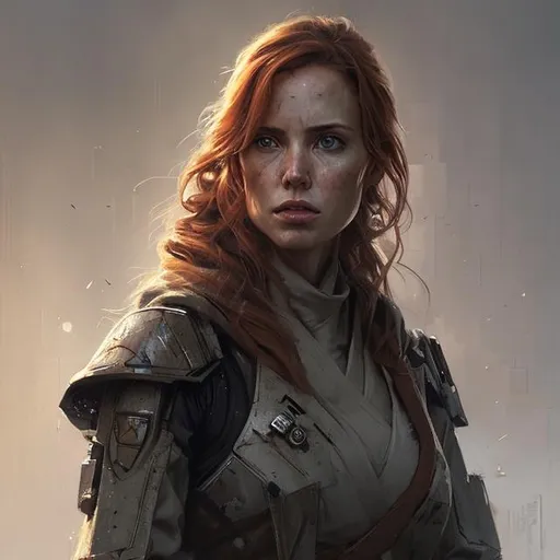 Prompt: "portrait of a woman by greg rutkowski, a jedi commander, mara jade, wearing the tactical gear of the galactic alliance, star wars expanded universe, she is about 4 0 years old, highly detailed portrait, digital painting, artstation, concept art, smooth, sharp foccus ilustration, artstation hq"