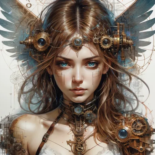 Prompt: Magical Mathematics two parts in one art double exposure otherworldly Full_Body_Steampunk_Angel, Complex Numbers, math, formulas trigonometry geometry & tribal symbols :: perfect_proportions :: flawless_eyes :: by Artgerm, Carne Griffiths, Greg Olsen, WLOP :: hyperrealistic, hyper detailed, photorealistic :: a masterpiece, incredible composition, amazing depth, imposing, meticulously composed, 8k,